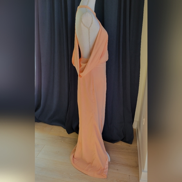 MISSGUIDED | Peach Cowl Back Maxi Dress - Picture 12 of 16
